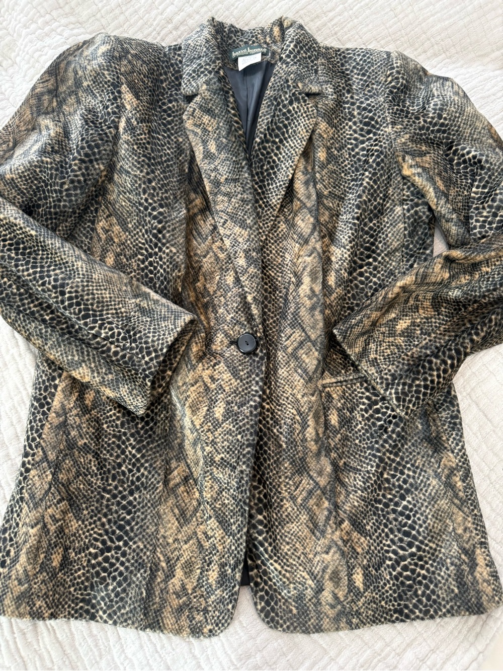 VTG Women's Snake-Print Blazer Jacket in Brown/Black EUC C000
